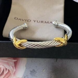 David Yurman Silver and Gold Bracelet 7mm